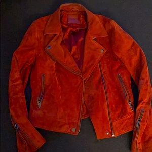 100% leather moto jacket - rust color